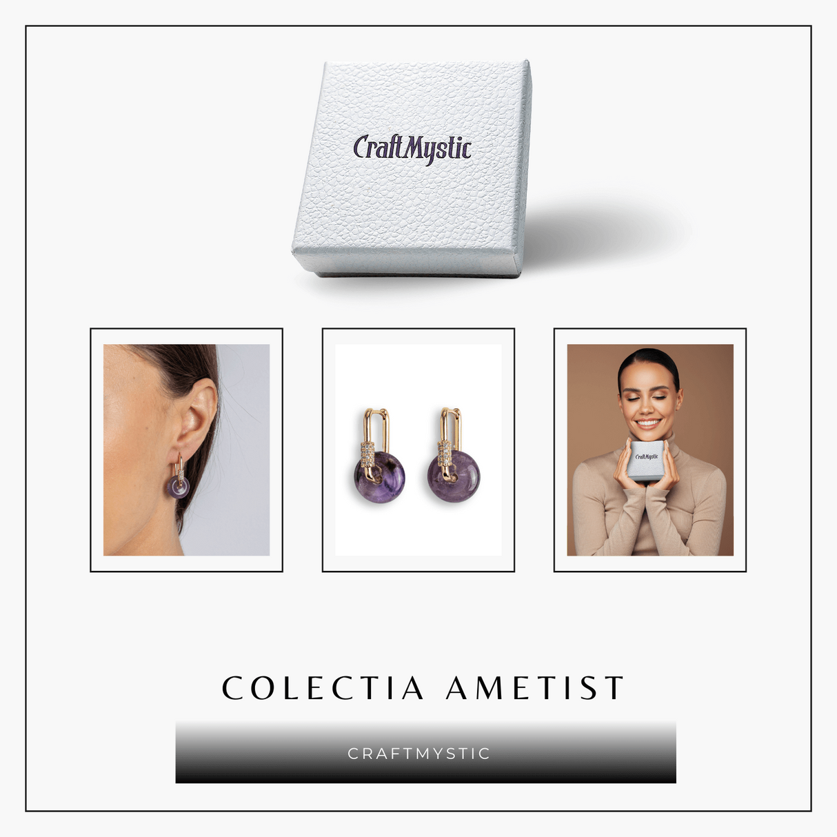 Bijuterie de Liniste – Cercei cu Ametist si design Pi