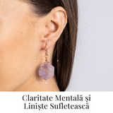 Claritate si Liniste – Cercei cu Ametist Hexagonal