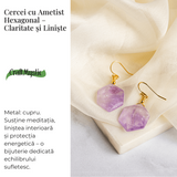 Claritate si Liniste – Cercei cu Ametist Hexagonal
