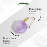 Claritate si Liniste – Cercei cu Ametist Hexagonal