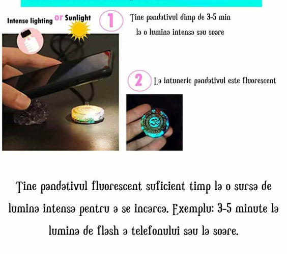 Pandantiv orgonit pentru curatarea si activarea chakrelor cu cristale bionizate Realizat manual