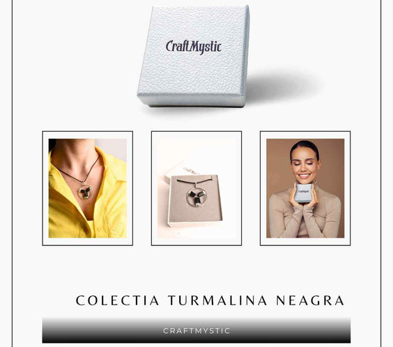 Colier cu pandantiv rotund si 3 pietre naturale de turmalina neagra – Protectie si Energie