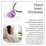 Colier cu Piatra Rulata de Ametist Natural – Calm si Protectie Spirituala