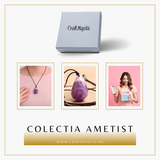 Colier cu Pandantiv din Ametist Chevron Natural in Forma de Ou Yoni, Accesoriu Elegant pentru Femei