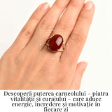 Inel Ajustabil Argint 925 cu Carneol Oval – Energie si Curaj Zilnic