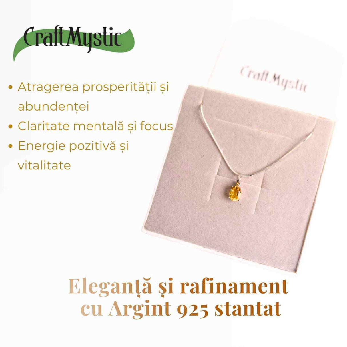 Colier din Argint 925 cu Citrin Fatetat – Prosperitate și Claritate