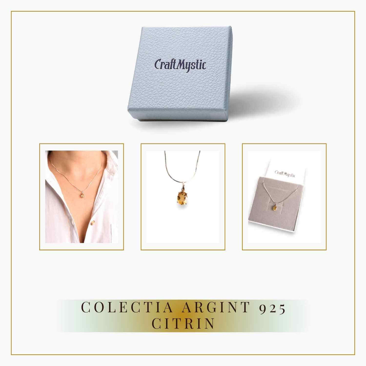 Colier din Argint 925 cu Citrin Fatetat – Prosperitate și Claritate