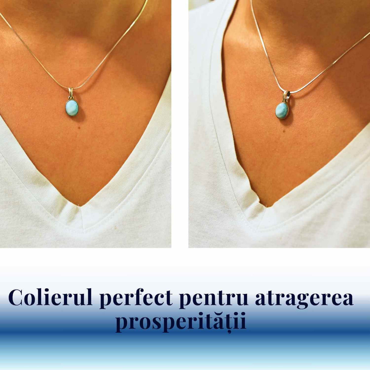 Colier argint 925 cu piatra Larimar pentru calm si claritate