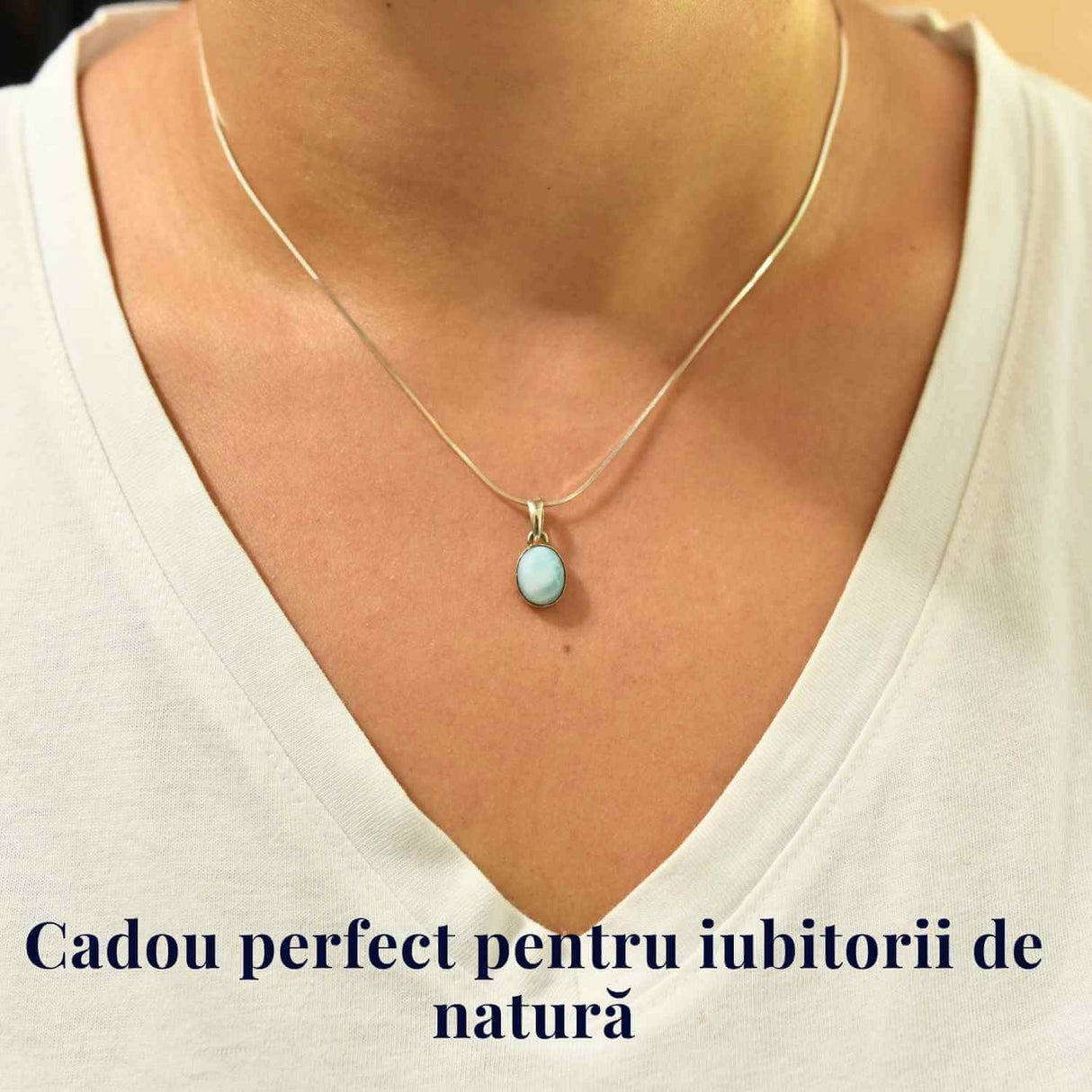 Colier argint 925 cu piatra Larimar pentru calm si claritate