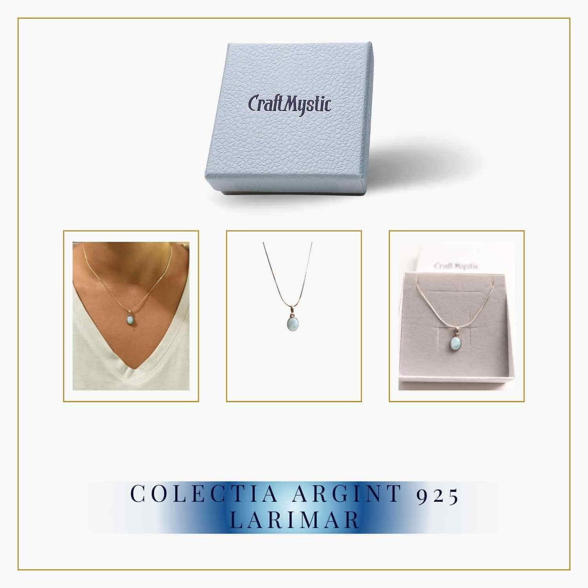 Colier argint 925 cu piatra Larimar pentru calm si claritate