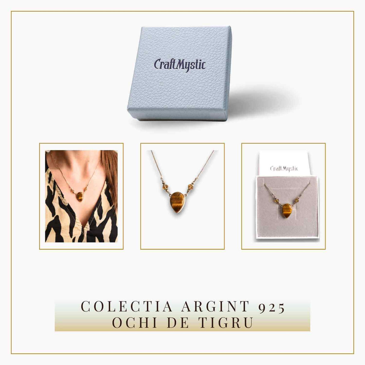 Colier argint cu Ochi de Tigru lacrima - Protectie si incredere