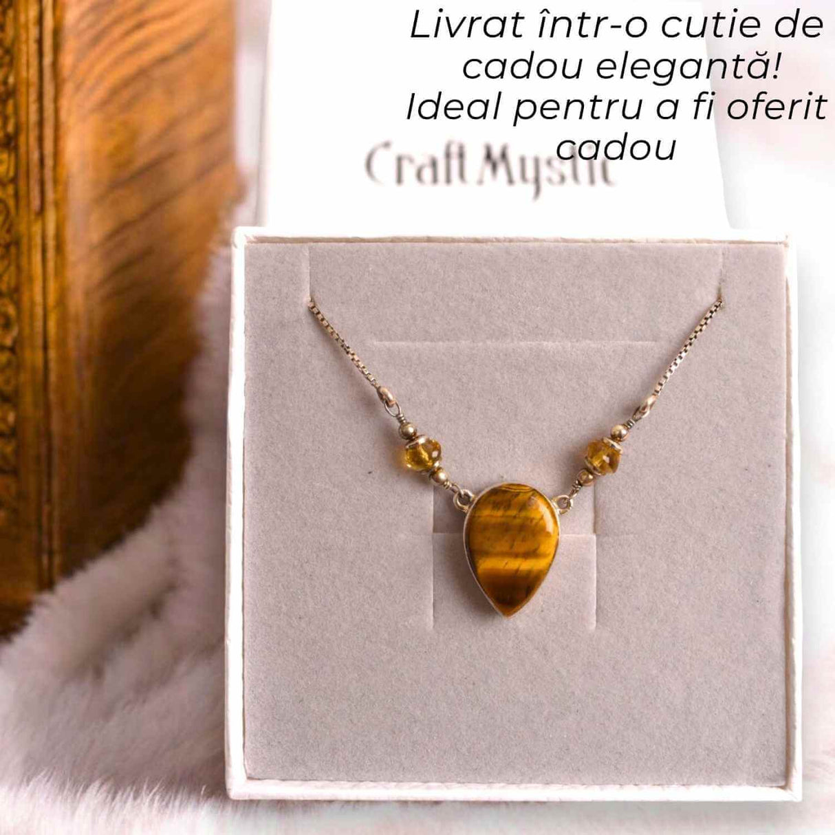 Colier argint cu Ochi de Tigru lacrima - Protectie si incredere