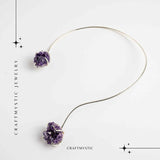 Colier Choker Argintiu cu Piatra Naturala Ametist Druzy - Protecte si Energie Positiva