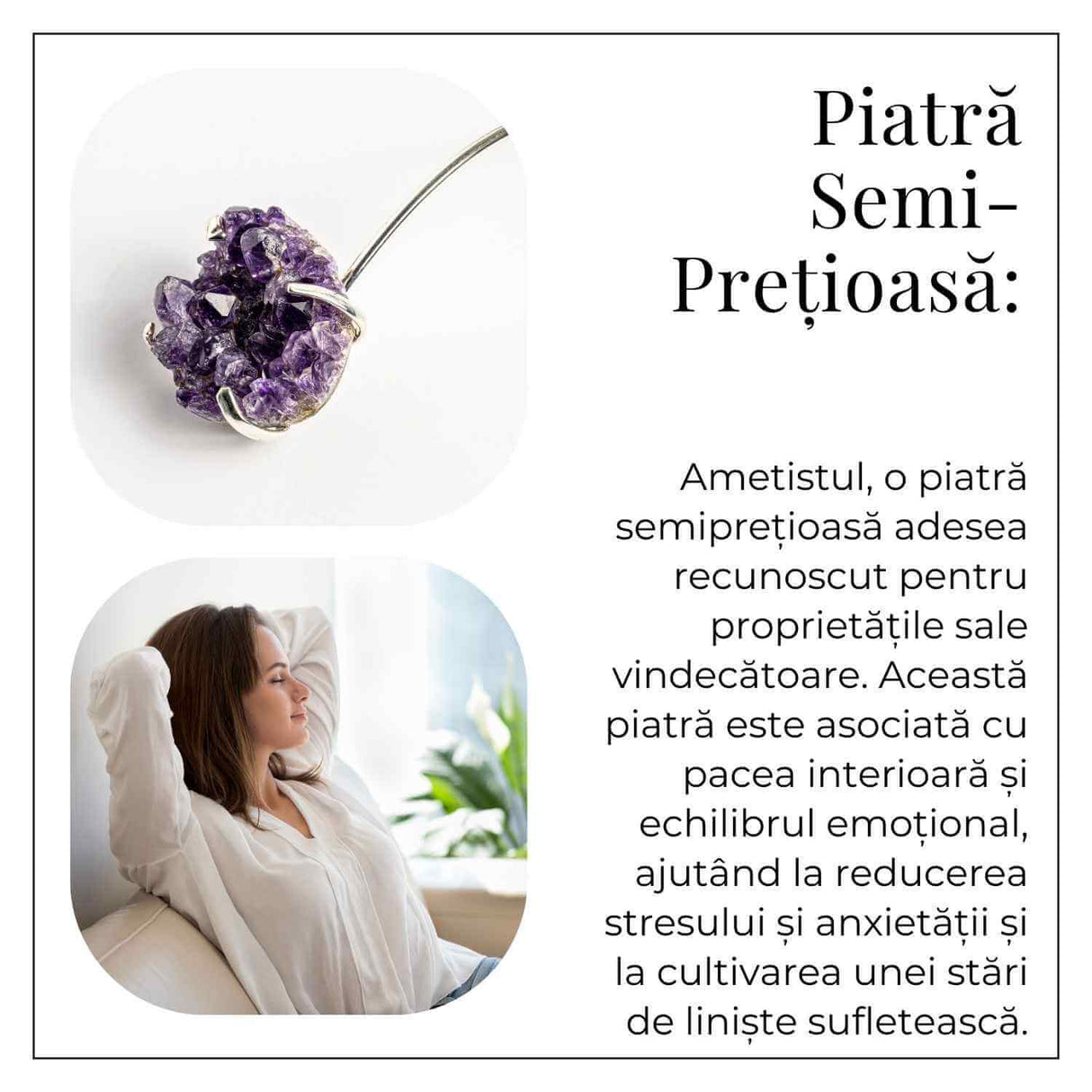 Colier Choker Argintiu cu Piatra Naturala Ametist Druzy - Protecte si Energie Positiva