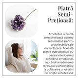 Colier Choker Argintiu cu Piatra Naturala Ametist Druzy - Protecte si Energie Positiva