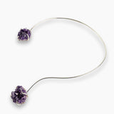 Colier Choker Argintiu cu Piatra Naturala Ametist Druzy - Protecte si Energie Positiva