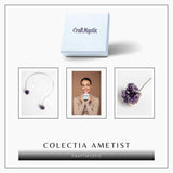 Colier Choker Argintiu cu Piatra Naturala Ametist Druzy - Protecte si Energie Positiva