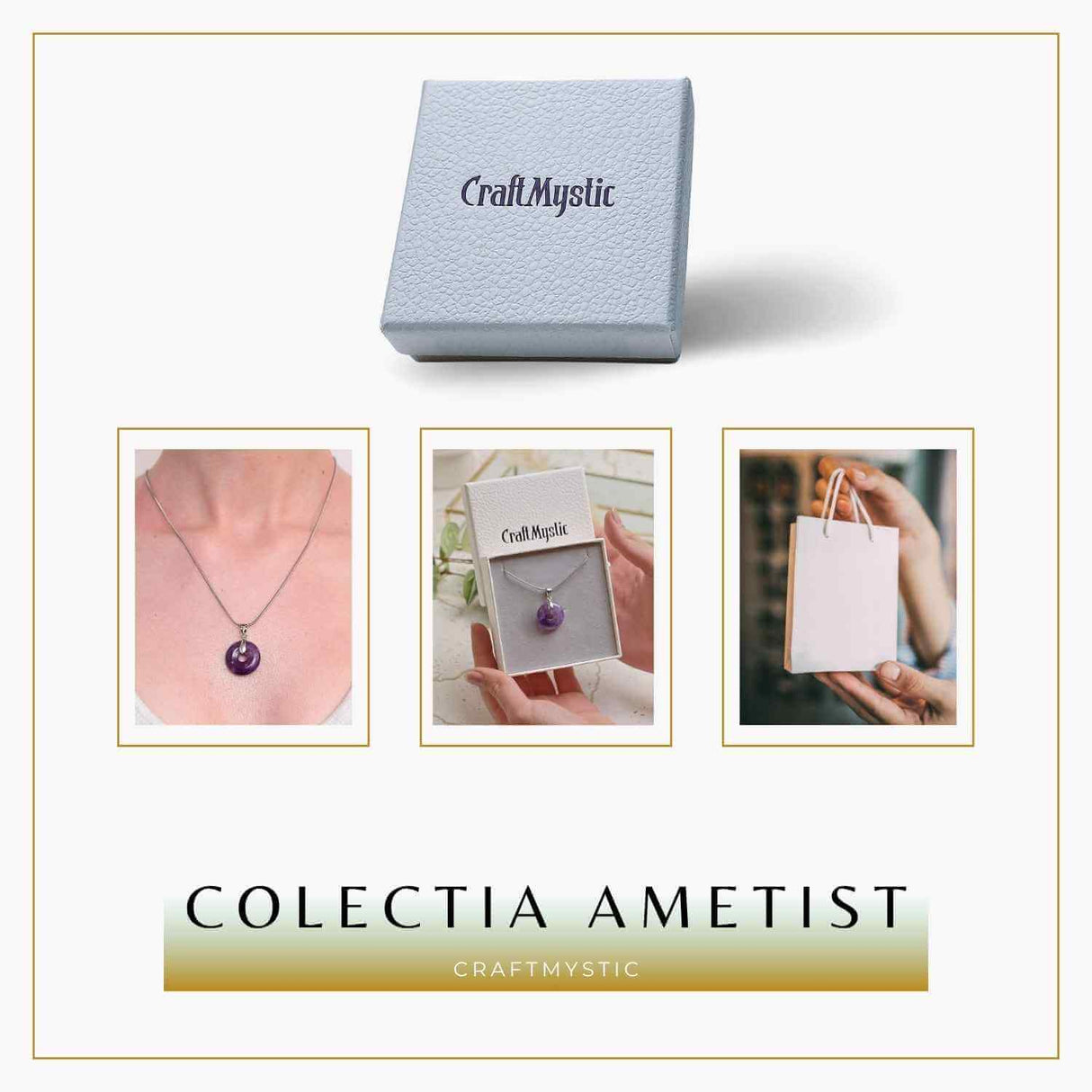 Colier Argintiu cu Ametist Forma Pi - Calm și Spiritualitate, Lungime Totala 50 cm, Diametru Pandantiv 20 mm