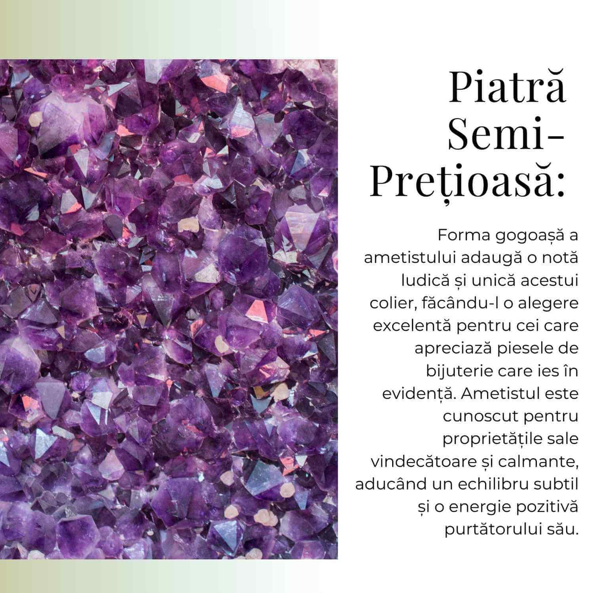 Colier Argintiu cu Ametist Forma Pi - Calm și Spiritualitate, Lungime Totala 50 cm, Diametru Pandantiv 20 mm