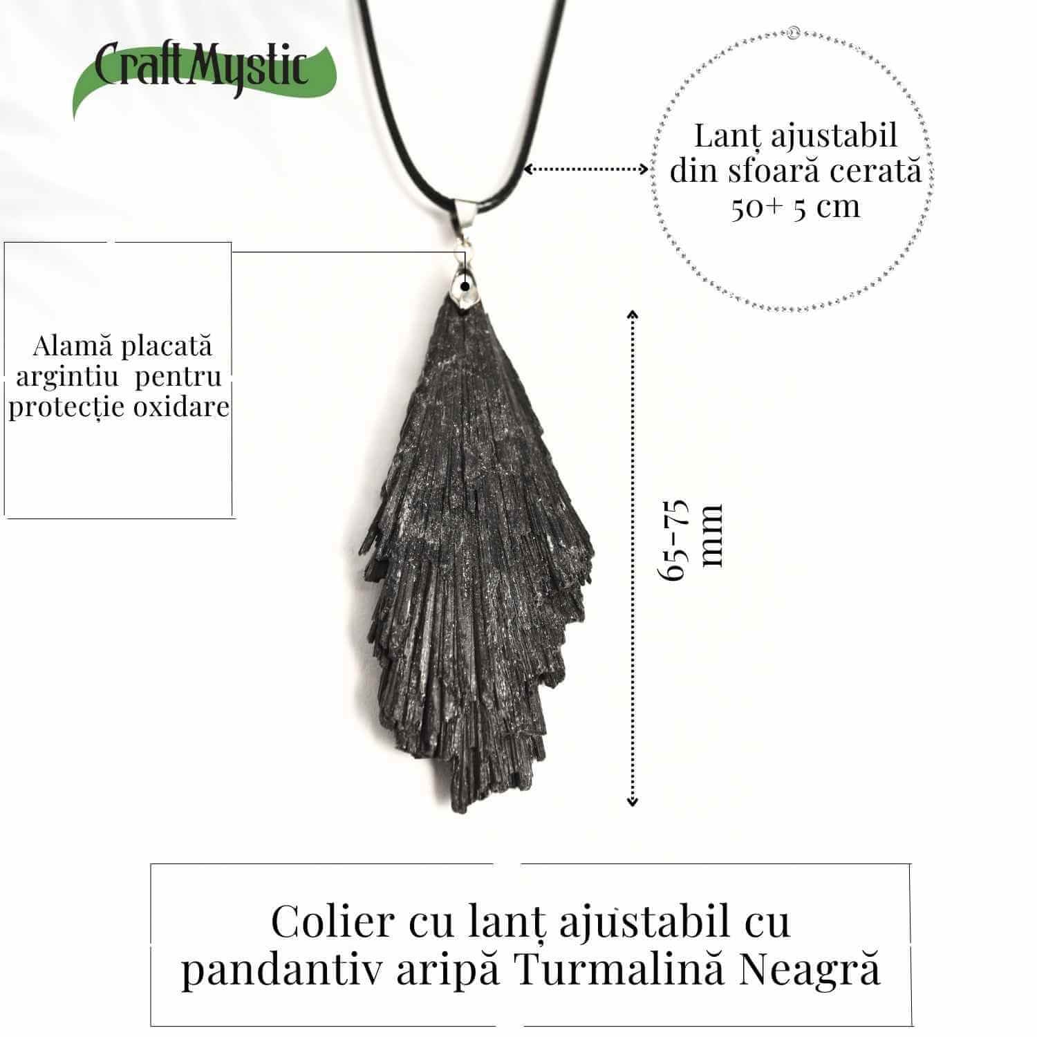 Colier cu pandantiv Turmalina Neagra model Aripa – Protectie si Eleganta
