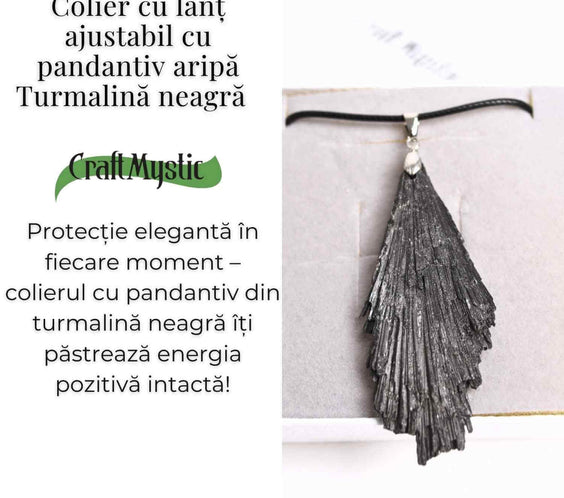 Colier cu pandantiv Turmalina Neagra model Aripa – Protectie si Eleganta