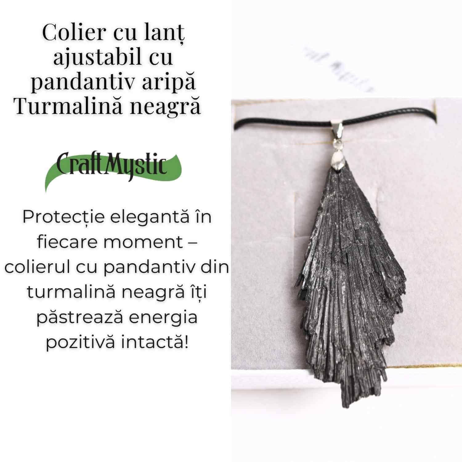 Colier cu pandantiv Turmalina Neagra model Aripa – Protectie si Eleganta