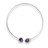 Colier Choker Argintiu cu Piatra Ametist Bruta - Echilibrare si Spiritualitate
