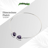 Colier Choker Argintiu cu Piatra Ametist Bruta - Echilibrare si Spiritualitate
