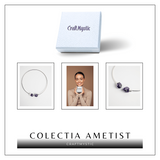 Colier Choker Argintiu cu Piatra Ametist Bruta - Echilibrare si Spiritualitate