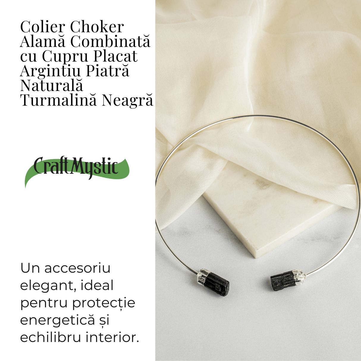 Colier Choker Turmalina Neagra - Protectie Energetica si Echilibru Spiritual