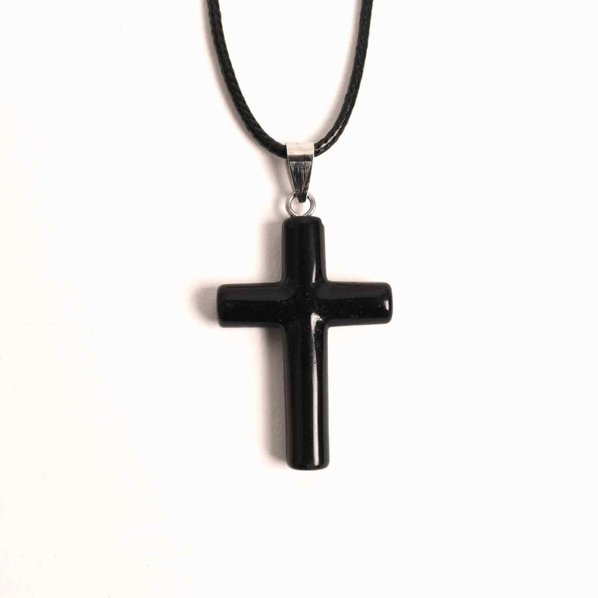 Colier cu Obsidian Natural in forma de cruce - Protectie Energetica si Echilibru