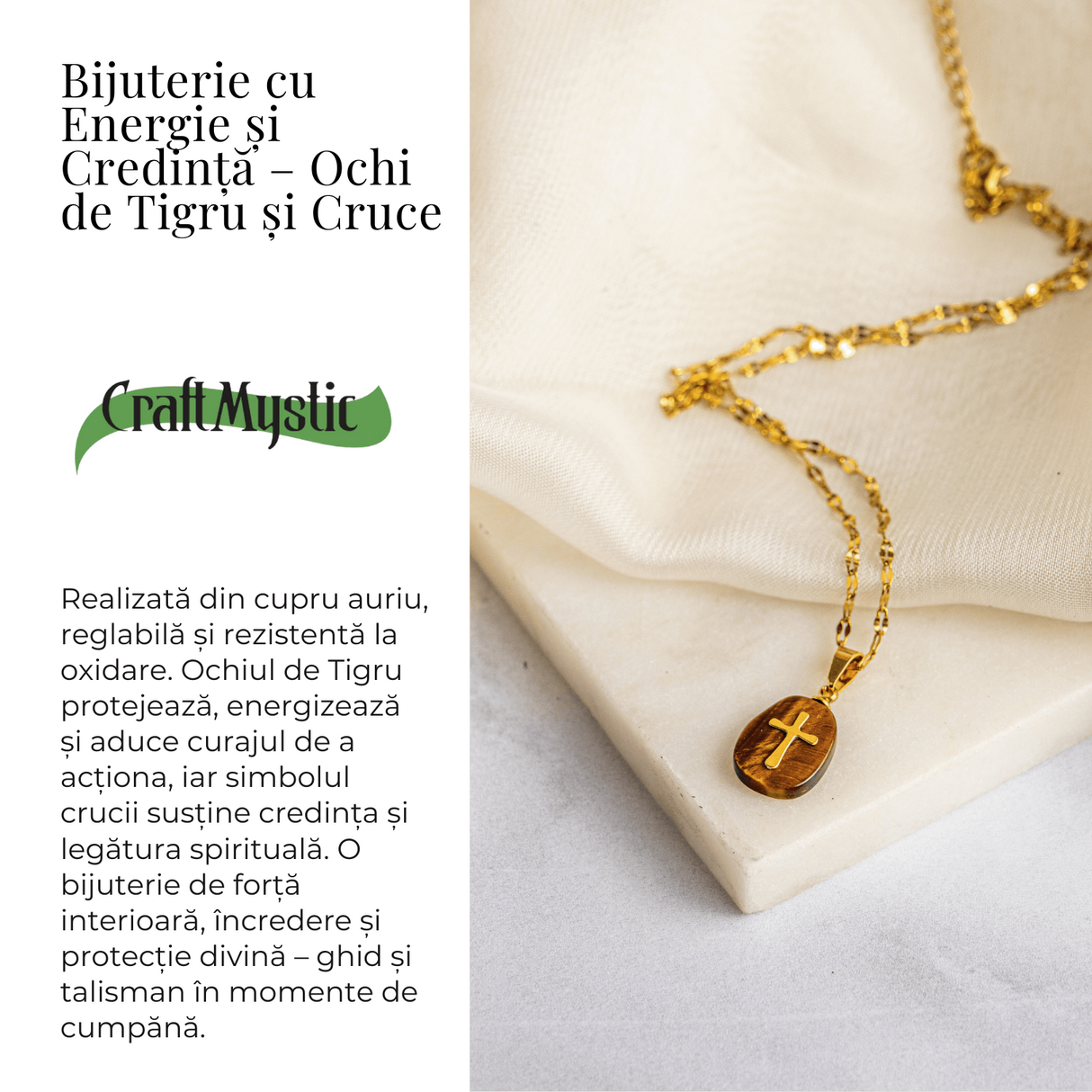 Bijuterie cu Energie si Credinta – Ochi de Tigru si Cruce