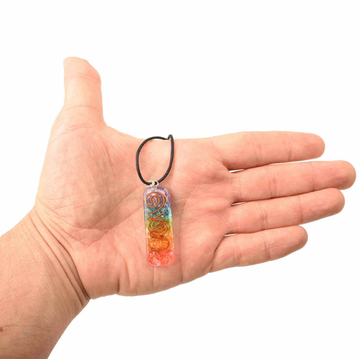 Pandantiv 4.5 cm de Vindecare a Chakrelor Orgonic cu Snur  - Colier cu 7 Pietre ale Chakrelor pentru Protectia Energetica si Vindecare Spirituala