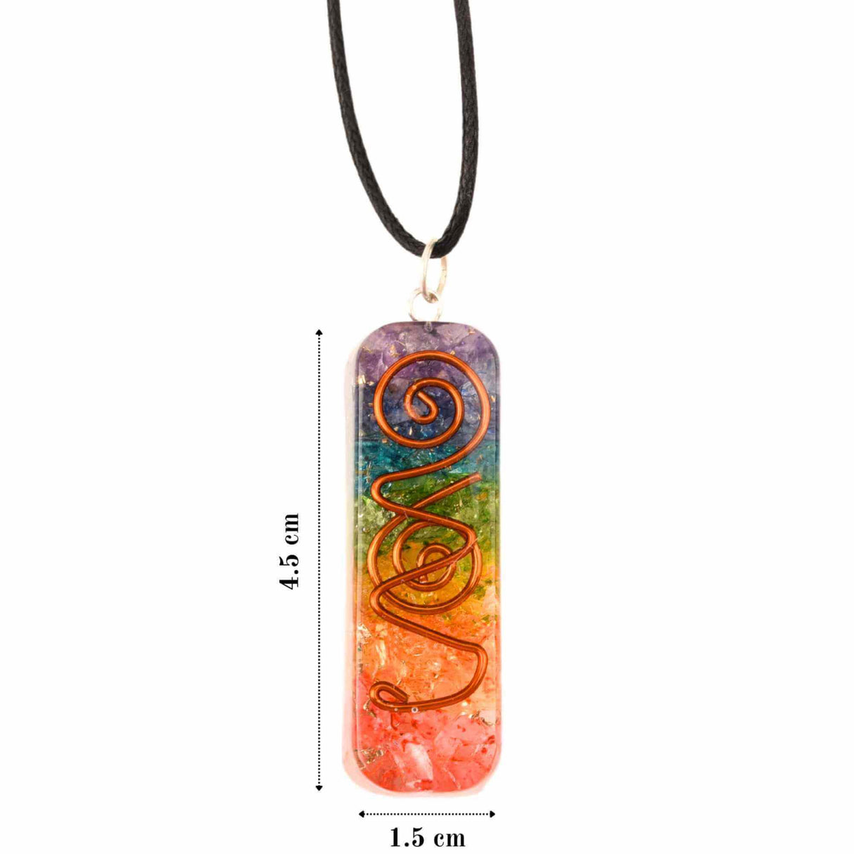 Pandantiv 4.5 cm de Vindecare a Chakrelor Orgonic cu Snur  - Colier cu 7 Pietre ale Chakrelor pentru Protectia Energetica si Vindecare Spirituala