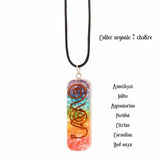 Pandantiv 4.5 cm de Vindecare a Chakrelor Orgonic cu Snur  - Colier cu 7 Pietre ale Chakrelor pentru Protectia Energetica si Vindecare Spirituala