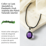 Colier Ametist Fatetat Oval – Claritate Mentala si Echilibru