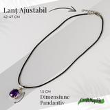 Colier Ametist Fatetat Oval – Claritate Mentala si Echilibru