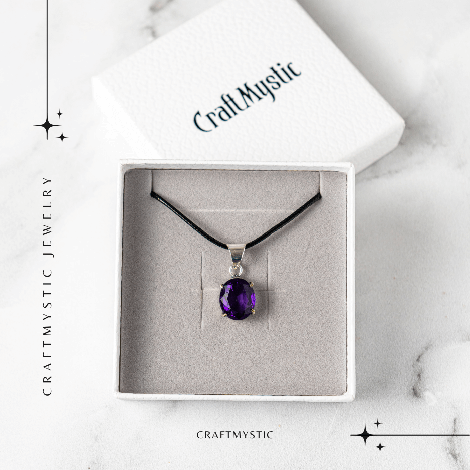 Colier Ametist Fatetat Oval – Claritate Mentala si Echilibru
