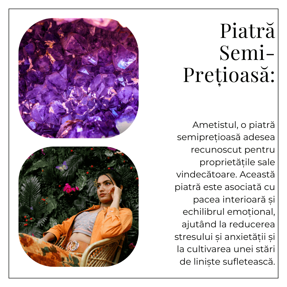 Colier Ametist Fatetat Oval – Claritate Mentala si Echilibru