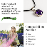 Colier Ametist Fatetat Oval – Claritate Mentala si Echilibru