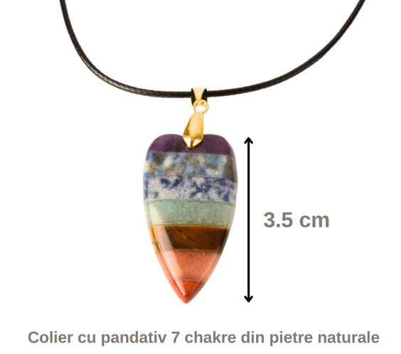 Pandantiv in forma de inima cu pietre naturale semipretioase naturale mixte Chakra cu ton auriu