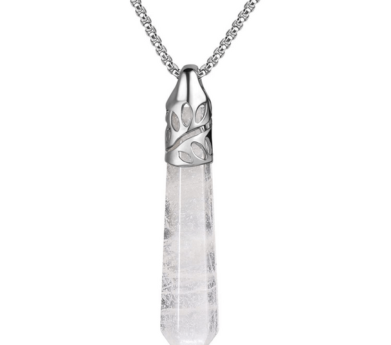 Colier cu pandantiv hexagonal din cristal ametist - O piatra puternica si protectoare, elibereaza stresul si calmeaza emotiile