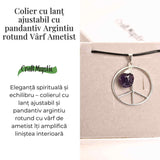Colier cu Ametist în forma de Semnul Pacii – Liniste si Claritate
