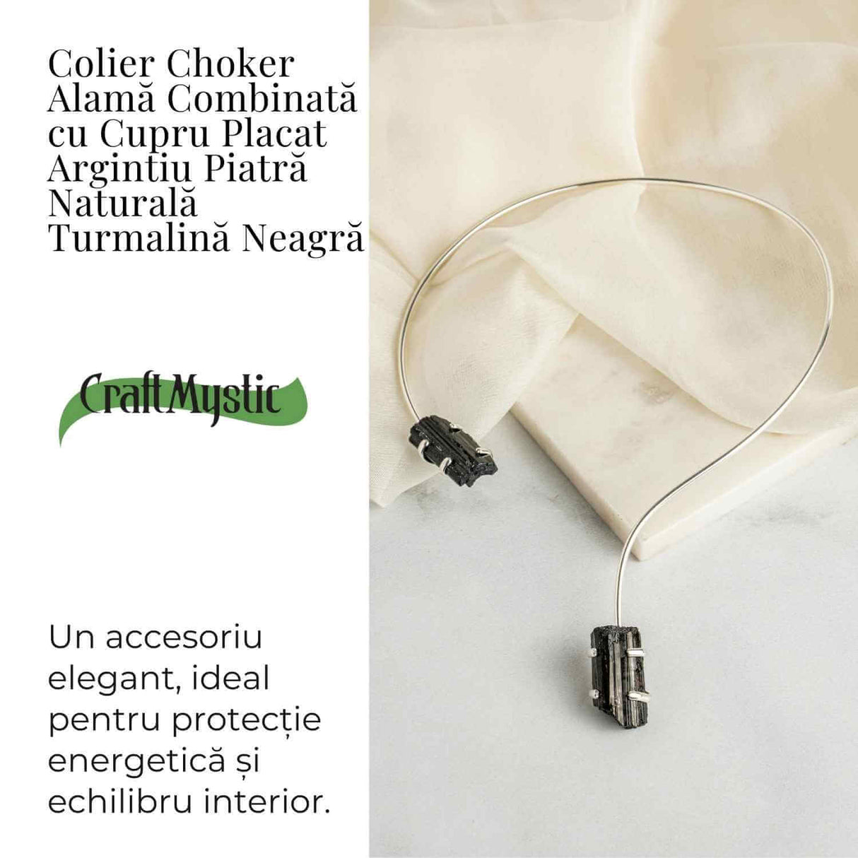 Colier Choker Turmalina Neagra - Protectie Energetica si Echilibru