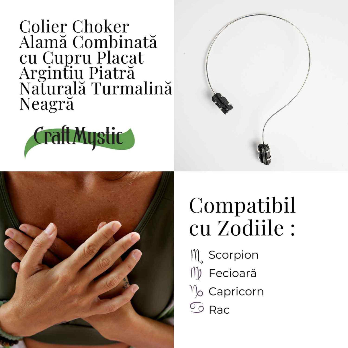 Colier Choker Turmalina Neagra - Protectie Energetica si Echilibru