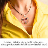 Colier cu pandantiv rotund si 3 pietre varf Ametist – Claritate si Eleganta Naturala