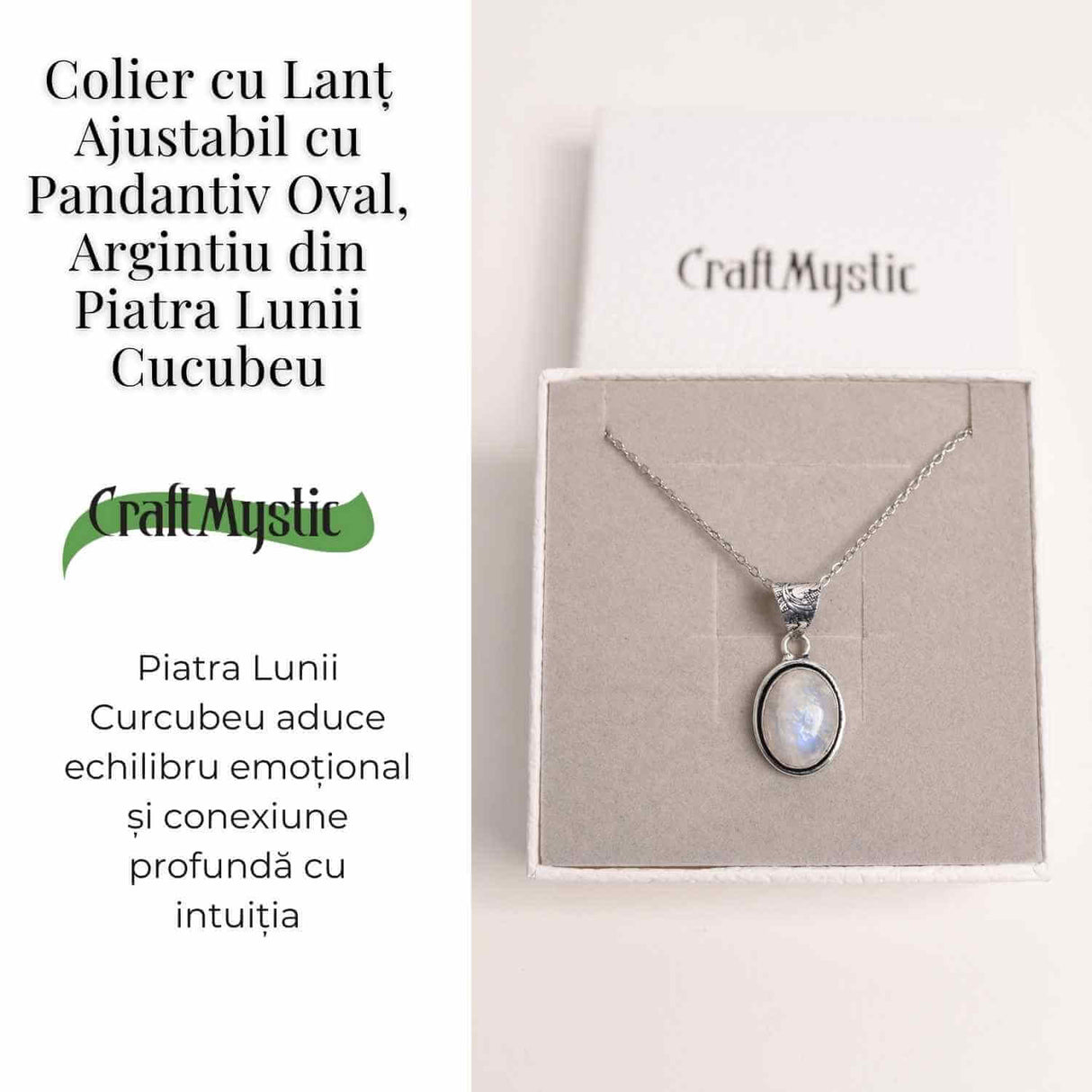 Colier cu Piatra Lunii Curcubeu - Armonie si Claritate Interioara