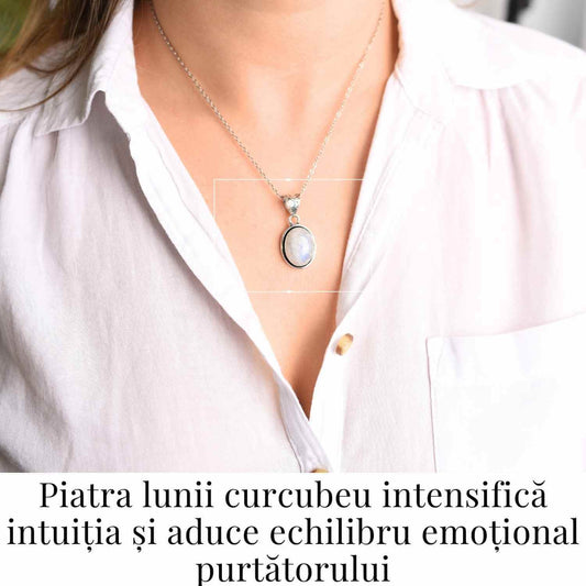 Colier cu Piatra Lunii Curcubeu - Armonie si Claritate Interioara