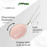Colier cu argint 925 si piatra din cuart roz natural 9.46 - 10.04 grame – Echilibru si iubire profunda