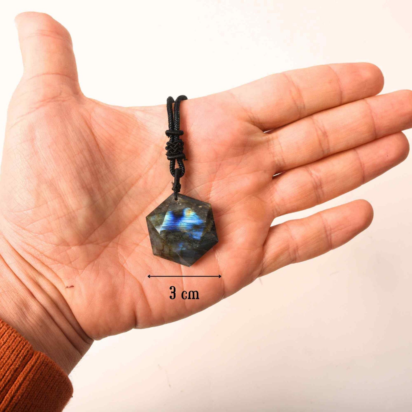 Colier Amuleta cu Hexagrama din Labradorit Natural - Dezvaluie-ti Puterile Magice